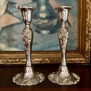 Exquisite Pair of Elegant Silver Candlestick Holders - Timeless Vintage Home Decor Accent Pieces