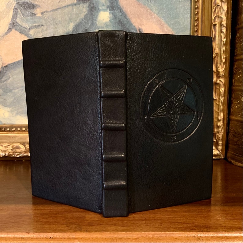 The Satanic Bible Anton LaVey Goatskin Leather Bound Book Occult And Satanism. image 9