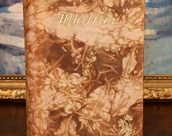 1899 The Poetry of John Greenleaf Whittier - antiek leren boek