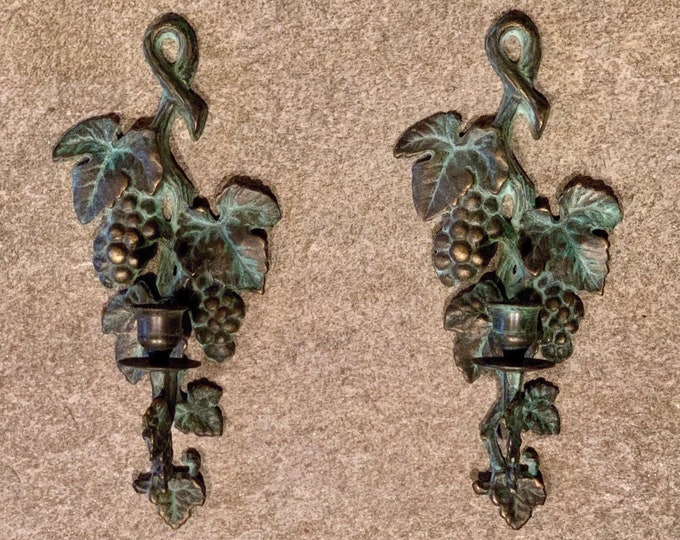 Cast Iron Candle Wall Rustic Sconces Grape Cluster Vintage Etsy