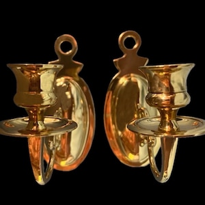 Pair of Brass Candle Sconces - Vintage Candleholders for Elegant Wall Decor
