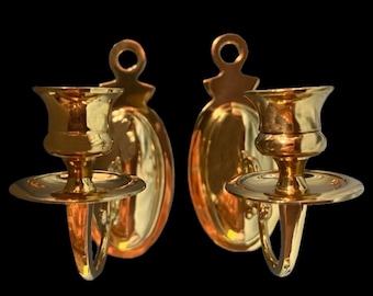 Pair of Brass Candle Sconces - Vintage Candleholders for Elegant Wall Decor