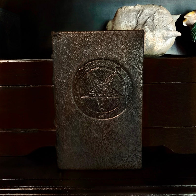 The Satanic Bible Anton LaVey Goatskin Leather Bound Book Occult And Satanism. image 10