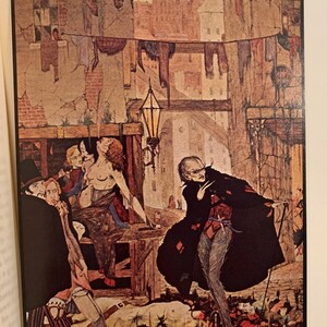 Antique illustrated book artwork, Edgar Allan Poe collectible edition with vivid vintage illustrations.