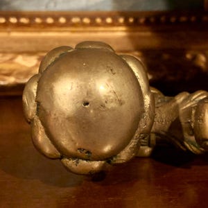 Antique Brass Door Knocker with Ornate Victorian Design Featuring a Gentleman’s Head image 7