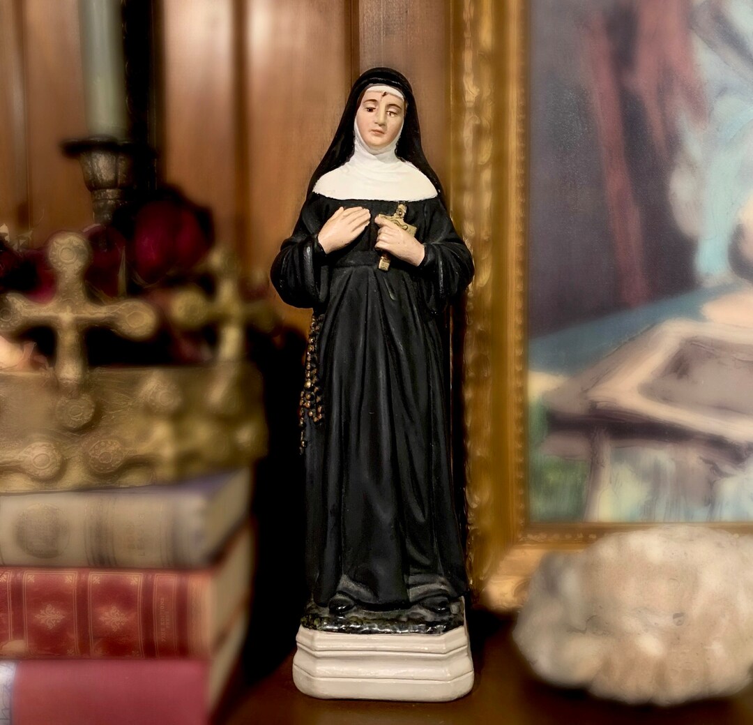 Antique Catholic Statue Nun Figurine St Rita Religious Etsy