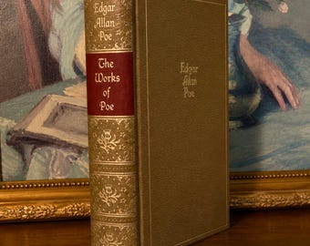 Edgar Allan Poe – Obras de Poe (1927) Tapa dura vintage, encuadernación decorativa dorada