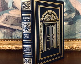 Vintage Leather Bound Ghostly Tales by Henry James — Franklin Library 1989 Illustrated Hardcover Gothic Horror Classic