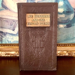 Cent un poèmes célèbres (1929) - Livre relié en cuir vintage