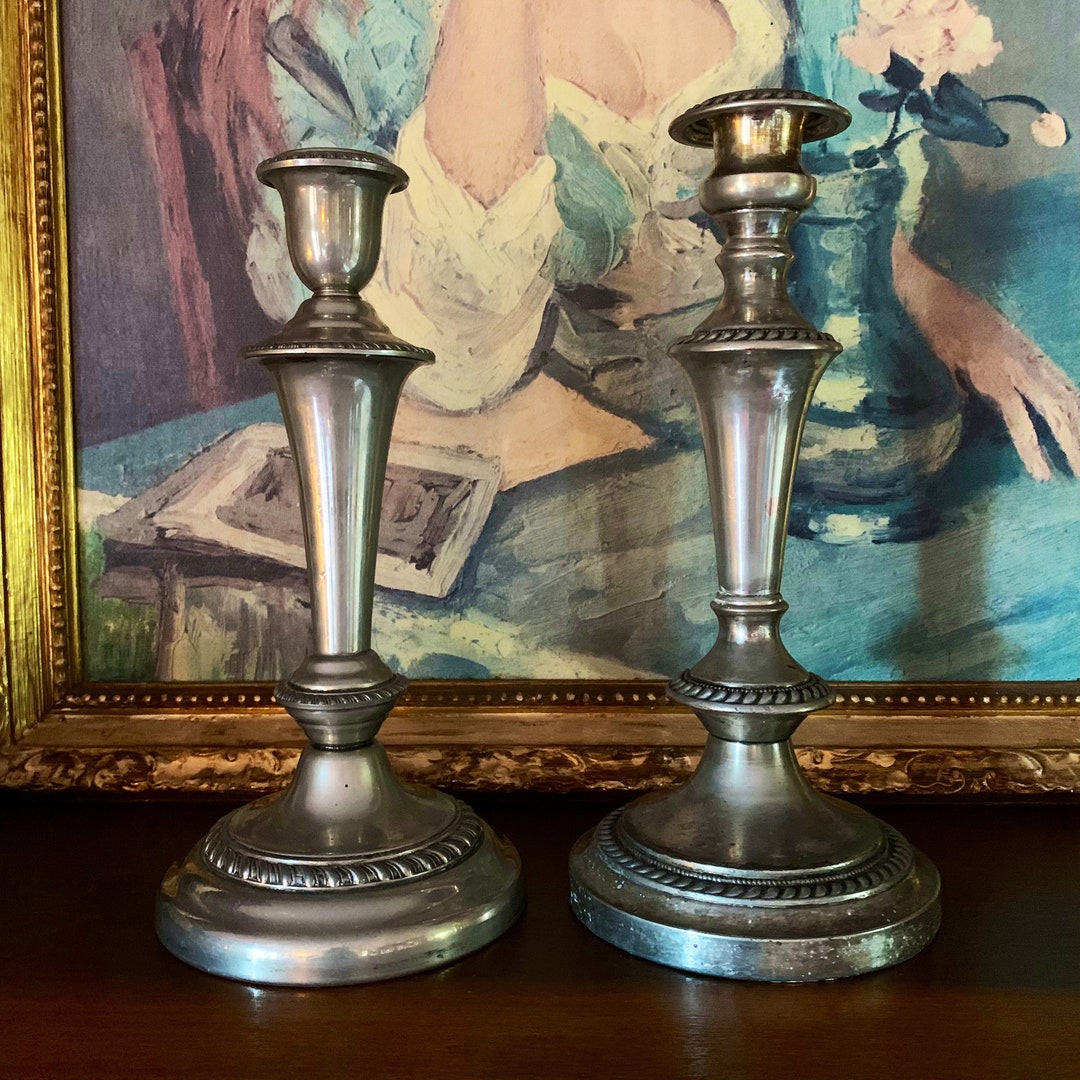 Pair of Vintage Silver Candle Holders for Home Decor Etsy