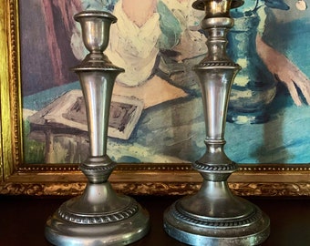 Pair of Vintage Silver Candle Holders for Home Decor