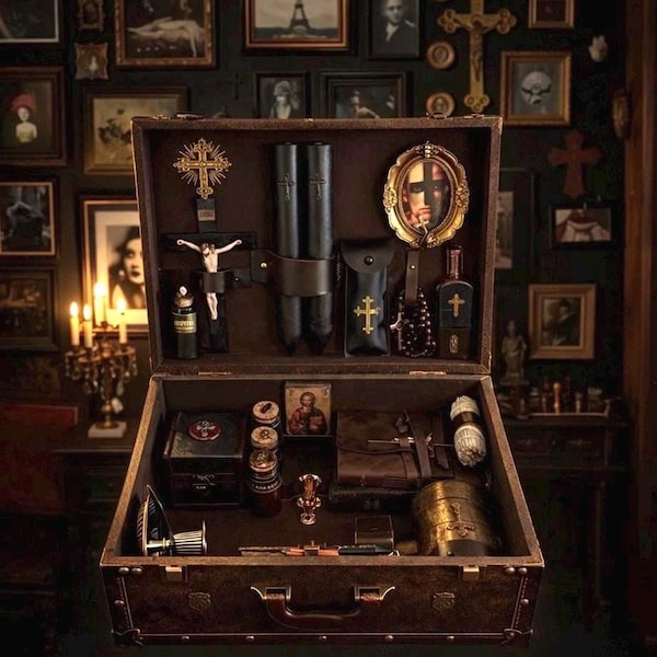Kit de caza de vampiros del siglo XIX – Reproducción gótica victoriana – Curiosidades ocultistas antiguas para la decoración del hogar