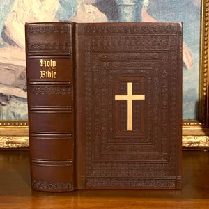 Vintage Holy Bible (1953) - Catholic Family Edition - Illustrated, Leather Bound Book