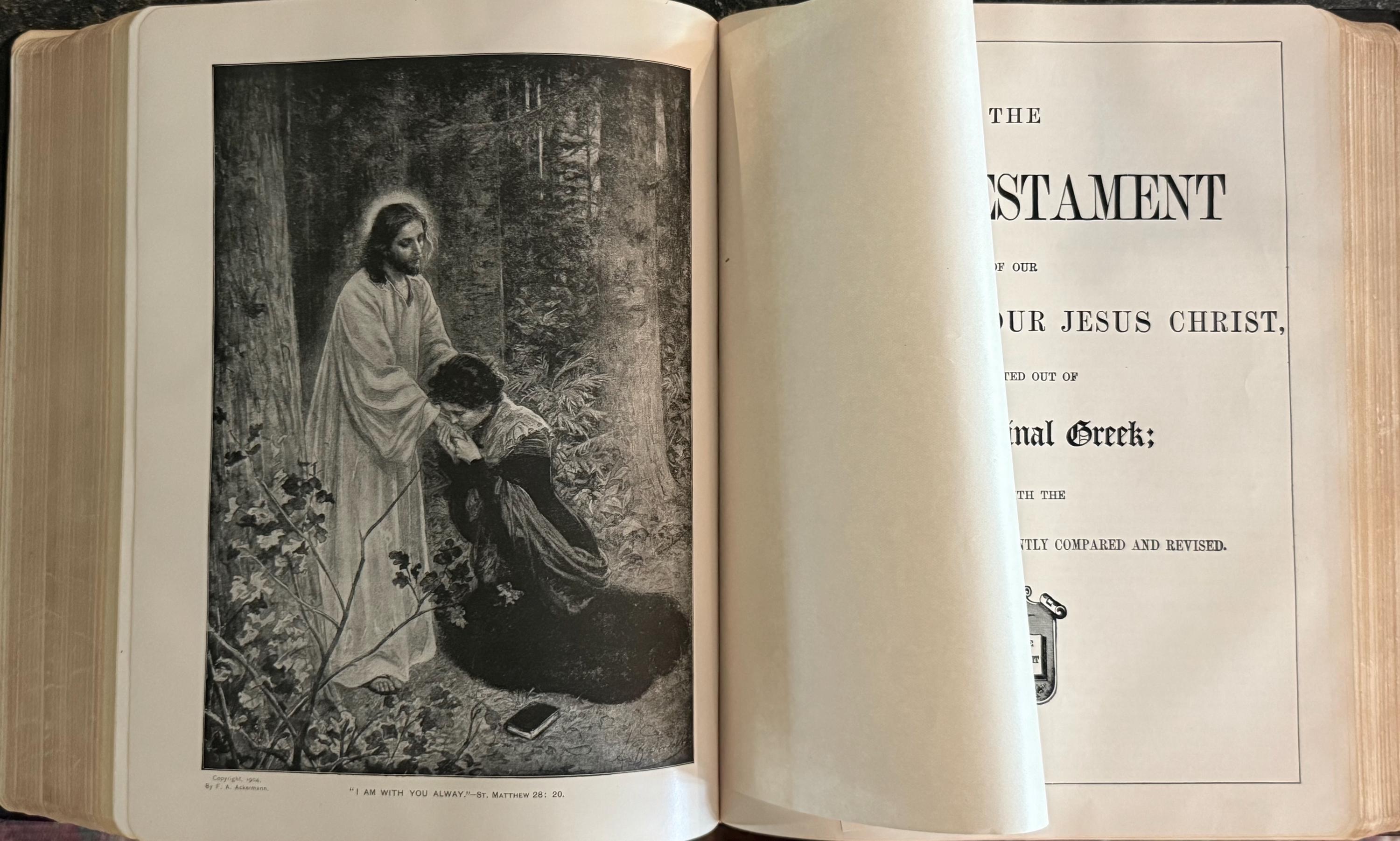 1949年 フリーメーソン聖書：欽定訳聖書、革装本（イラスト入り