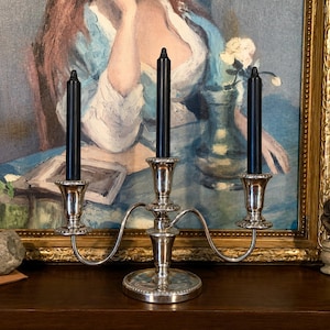 Elegant Sheffield Silver Candelabra - 3 Arm Centerpiece Candle Holder for Dining Room Decor