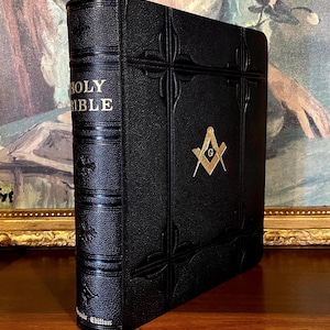 Vintage 1932 Masonic Bible: King James Version, Black Leather