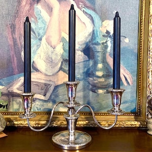 Elegant Sheffield Silver Candelabra - 3 Arm Centerpiece Candle Holder for Dining Room Decor