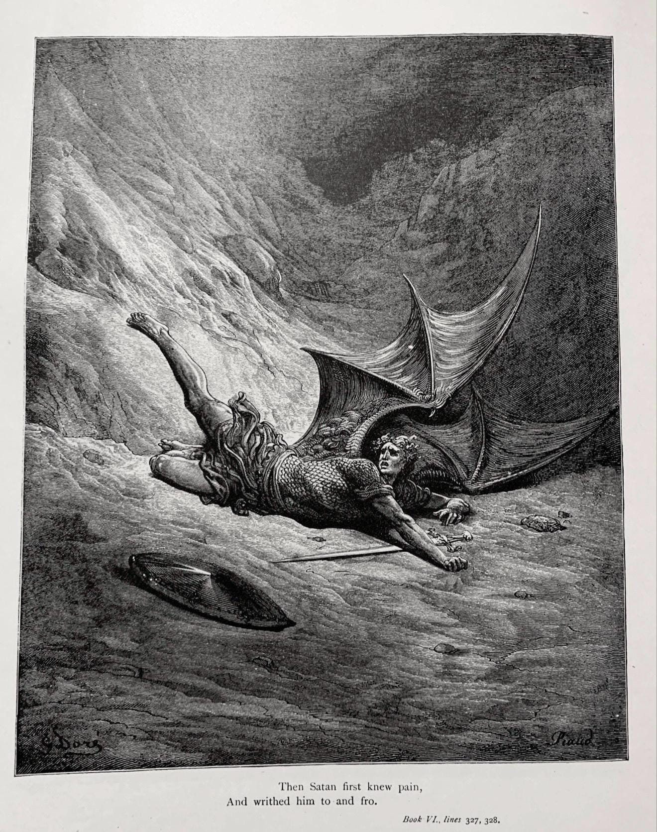 未使用\" ギュスターヴ ドレ　木口木版『失楽園/ミルトン』1882年制作 未使用
