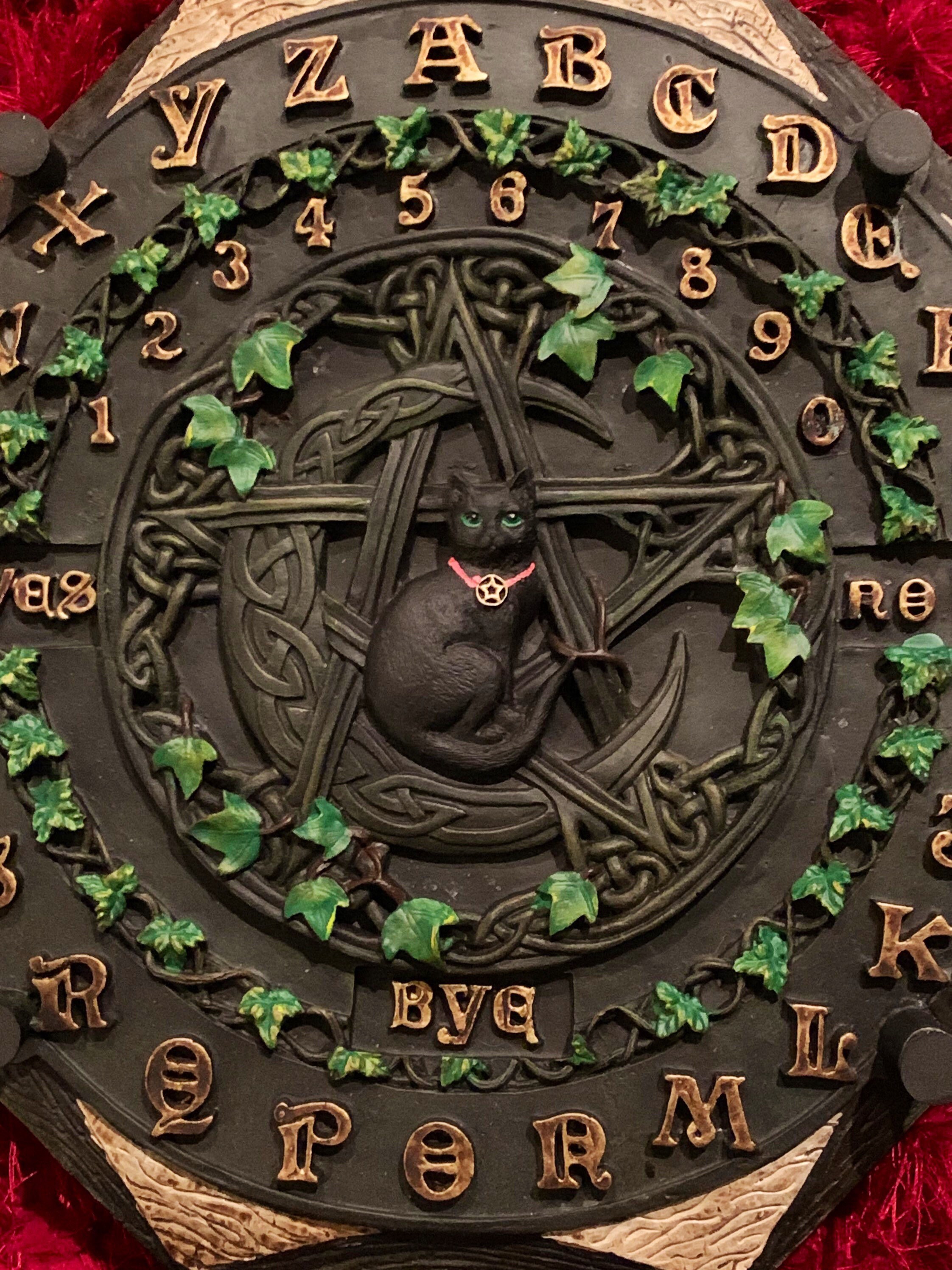 Handcrafted Ouija Board – Black Cat Pentagram, Tree of Life Handcrafted Ouija Board – Black Cat Pentagram, Tree of Life
