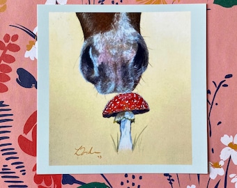 Postkarte Pony-Nase an Glückspilz