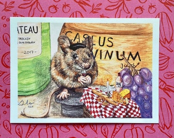 Postkarte Mäusedinner