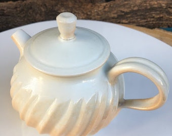 Handcrafted Woodfire unglazed  white clay teapot iron rich stoneware gaiwan tea cup
