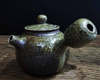 170ml Moss Green  Unglazed Wood fire teapot iron rich stoneware  gaiwan tea cup