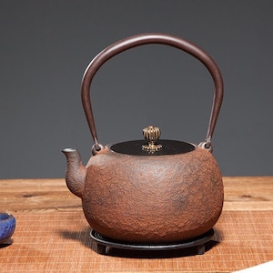 1.2L Handmade unglazed Cast Iron tea kettle w 5 free teas