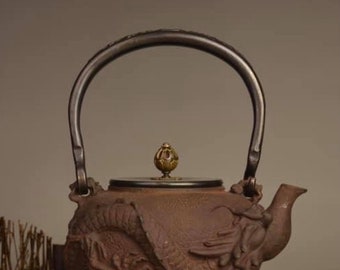 1.2 L Handmade  Dragon  Cast Iron tea kettle teapot gaiwan  Japanese style cast iron kettle