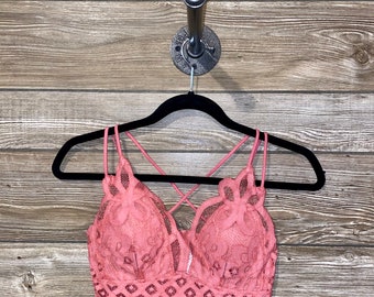 Ready to ship Blush colored bralette Lounge wear. 100/% cotton Yoga bra Size M