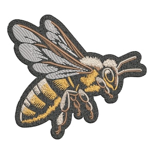 Realistic Bee on Black Underlay Embroidery Design - Lifelike Honeybee Art - Perfect Insect PES for Eco-Themed Projects and Nature Lovers