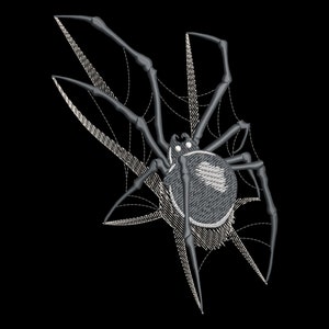 Realistic Spider Embroidery Design - Gothic Halloween PES File, Spider Web Stitch Art for Black Fabric, Lifelike Insect DIY Craft Gift