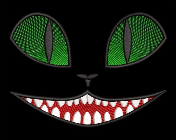The Cheshire Cat Embroidery Design, Halloween Cute Creepy Cat Face