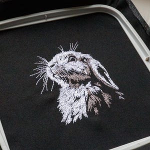 Adorable Lop Rabbit Embroidery Design, Realistic White Bunny Digital ...