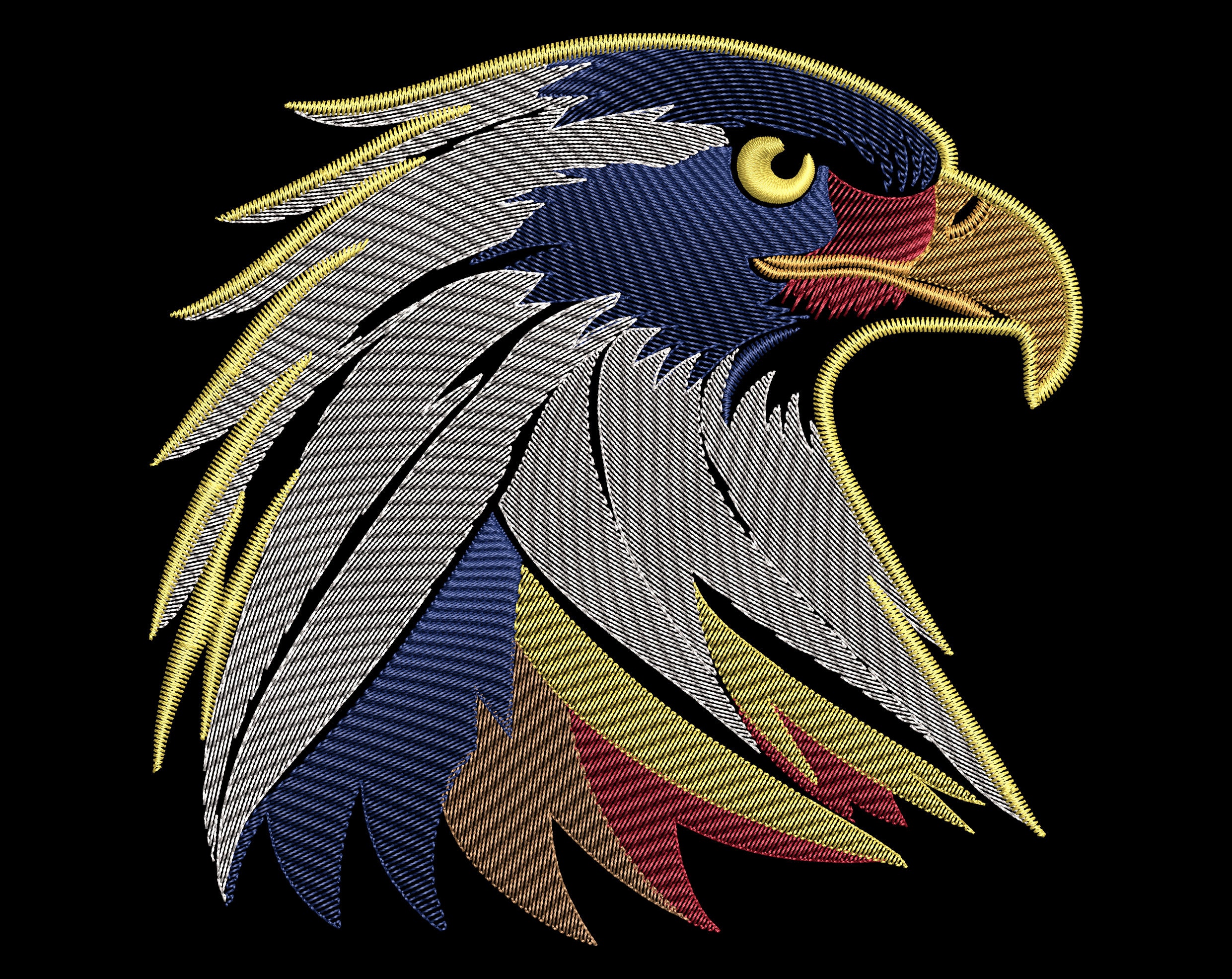 愛国的な鷲の頭の刺繍デザイン - スケッチステッチのアメリカの鳥 