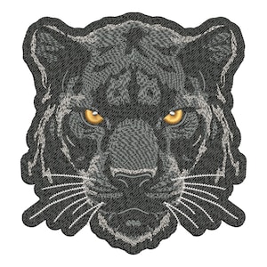 Mystic Panther Embroidery Design - Realistic Feline Head, Powerful Wild Animal, Jungle Spirit, Machine Pattern Files, Filled Black Underlay