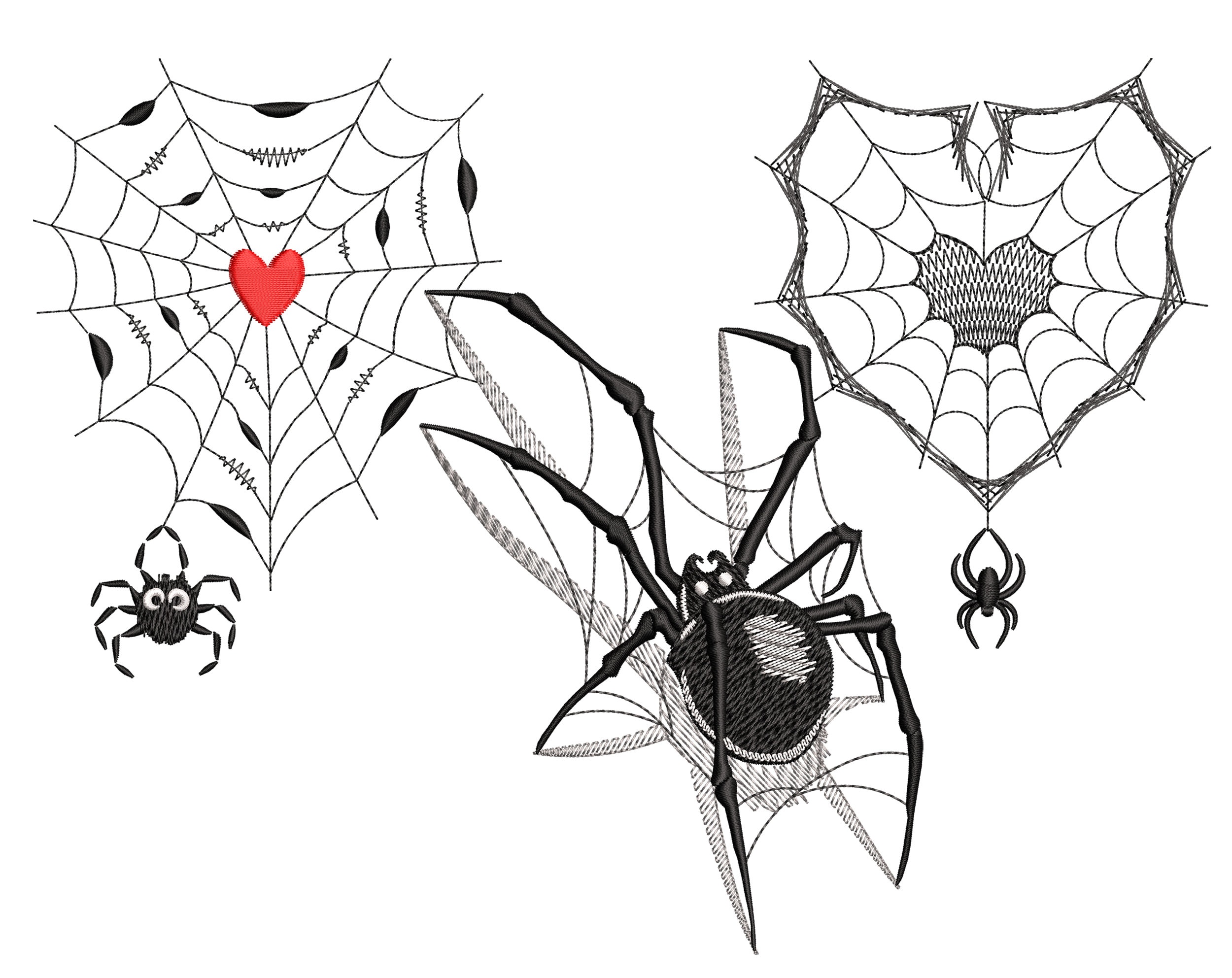 Halloween Spider Web Bundle Embroidery Design, Witch's Heart