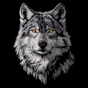 Wild Wolf Head Embroidery Design, Realistic Forest Animal Pattern for Dark Textile, Freedom Nature Spirit Power High-Quality DIY Gift Files