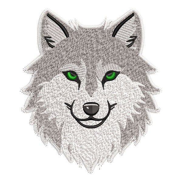 Wolf Embroidery Design Animal Kind Face Green Eyes Totem Wild Animal Instant Download Machine embroidery files