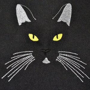 Black Cat Embroidery Design, Halloween Witch's Cat Face Silhouette ...