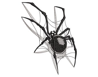 Spider 3D Embroidery Design, Halloween Spider Net, Witch Danger Insect, Machine embroidery files in 3 sizes