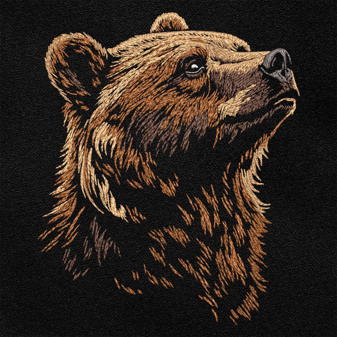 Threaded Bear Design Dreamy Bear Embroidery Design - Realistic Brown Bear Head for Dark ...