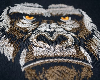 Quick Stitch Gorilla Face Embroidery Design - Sketch Jungle Animal