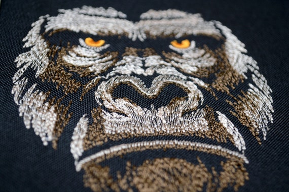 Quick Stitch Gorilla Face Embroidery Design - Sketch Jungle Animal