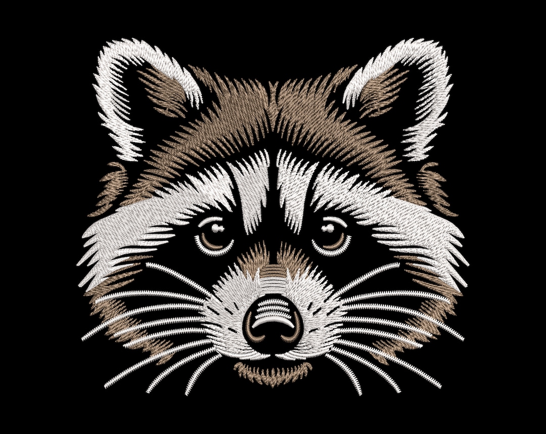 Cute Raccoon Face Embroidery Design - Enchanted Woodland Magic ...