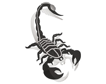 3D Scorpion Embroidery Design, Realistic Scorpio Sign, Deadly Danger Insect, Machine embroidery files in 4 sizes
