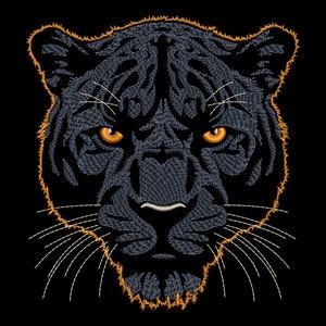 Sketch Wild Panther Embroidery Design - Quick Stitch, Dark Fabric-Ready, Feline Face Art, Digital PES Files, Ideal for Jungle Enthusiasts
