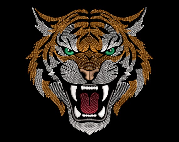 Écusson brodé Tigre Animal - 20.6 cm x 13.5 cm Grande taille XL - Patch