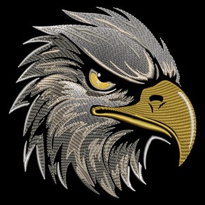 Sketch Stitch Bald Eagle Embroidery Design - Majestic American Bird Face for Dark Fabrics, Symbol of U.S. Pride, Machine Embroidery Files