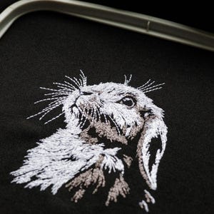 Adorable Lop Rabbit Embroidery Design, Realistic White Bunny Digital ...